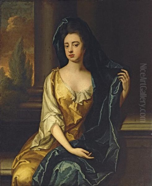 Portrait Of A Lady (frances Whitelocke, Daughter Of Lord Willoughby Of Parham?) In A Yellow Dress by Michael Dahl