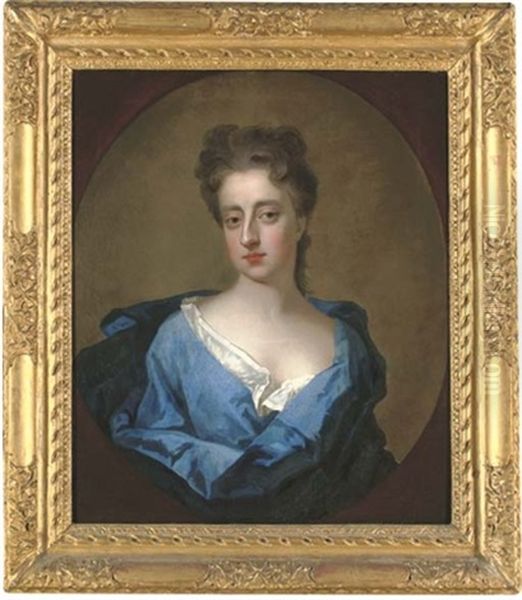 Portrait Of Lady Elizabeth Noel, Half-length, In A Blue Dress And Wrap by Michael Dahl