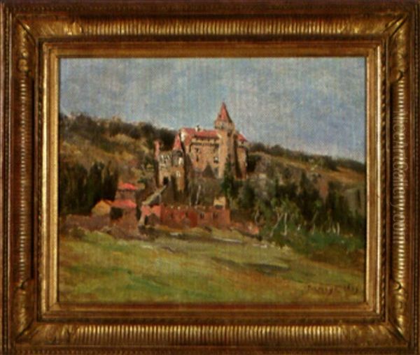 Vue D'un Chateau A La Campagne by Pierre Emmanuel Eugene Damoye