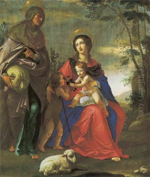 Madonna Con Gesu Bambino E I Santi Elisabetta E Giovannino by Cesare Dandini