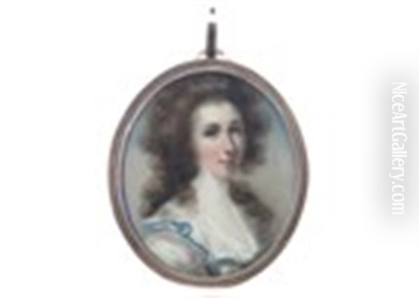 Portrait Miniature Of A Lady With Curly Hair by Abraham Daniel