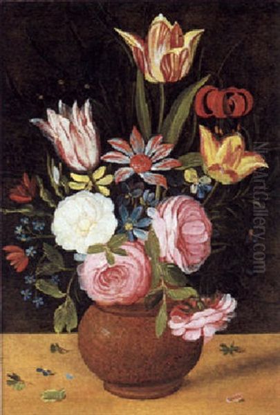 Blumenstraus In Einer Tonvase by Andries Daniels