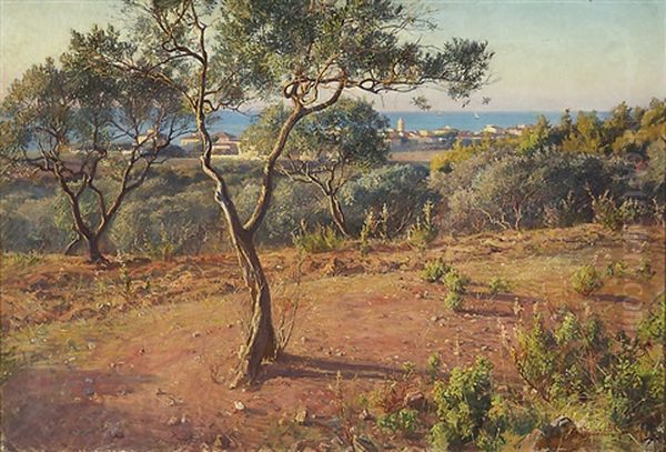 Olive Grove, View From The Direction Of Villa Benvenuti Towards Antignano by Elin Danielson-Gambogi