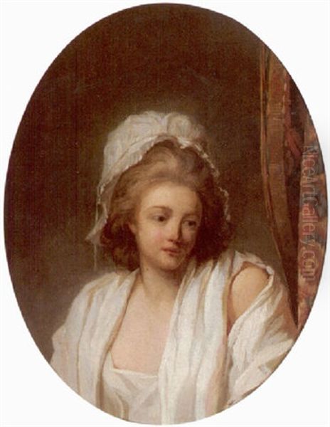 Portrait Of A Woman Wearing A White Muslin Gown by Henri-Pierre Danloux