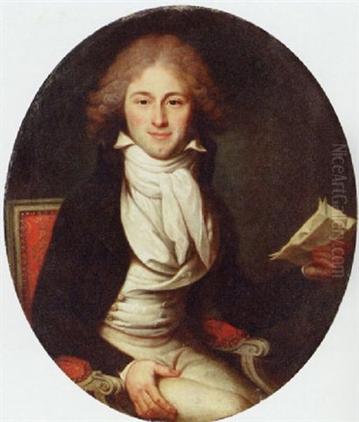 Portrait Of A Young Man Seated In A Chair Reading A Letter by Henri-Pierre Danloux