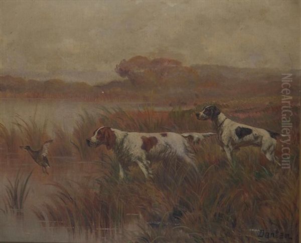 Chiens De Chasse Levant Un Faisan Et Un Canard (pair) by Edouard Joseph Dantan