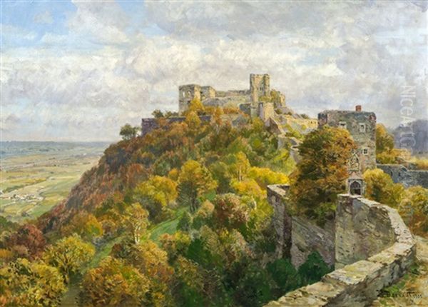 Herbstlandschaft Mit Ruine by Hugo Darnaut