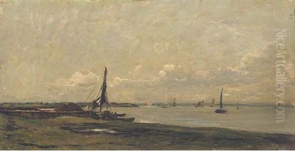 Bateaux Sur La Tamise by Charles Francois Daubigny