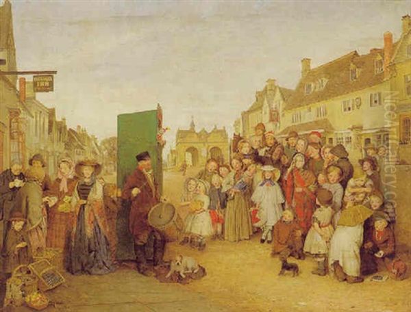 Market Scene With A Performance Of Punch by Edward Thompson Davis