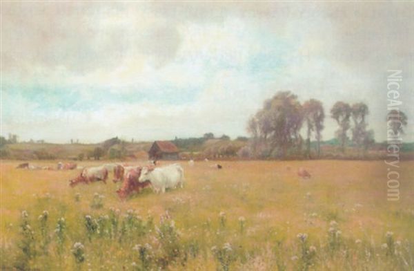 Cattle Grazing In A Meadow by Henry William Banks Davis