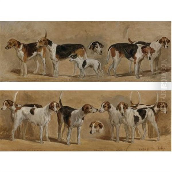 Favorite Foxhounds (pair) by Richard Barrett Davis