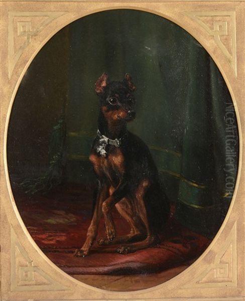 Seated Manchester Terrier by Carl Friedrich Deiker