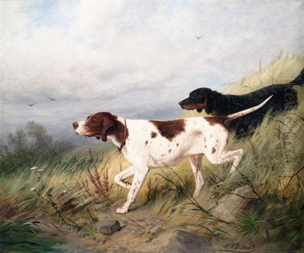 Zwei Setter Nehmen Fahrte Auf by Carl Friedrich Deiker