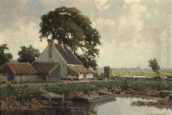 View Of A Farm Near The Water by Gerard Delfgaauw