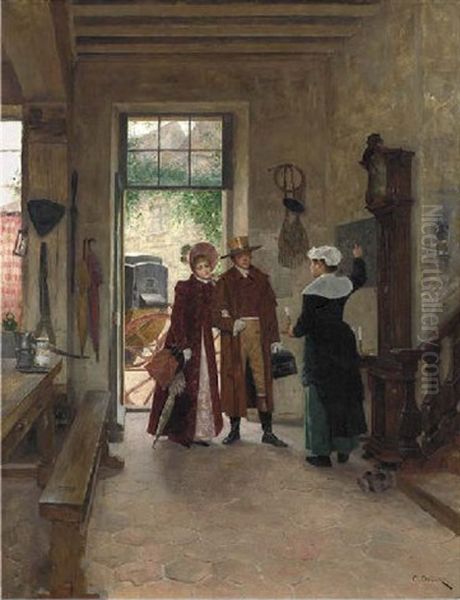 L'arrivee A L'auberge by Charles Edouard Edmond Delort