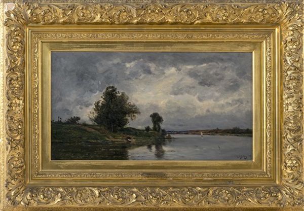 Moonlit River Scene by Hippolyte Camille Delpy