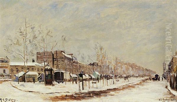 Paris Boulevard In Winter by Hippolyte Camille Delpy