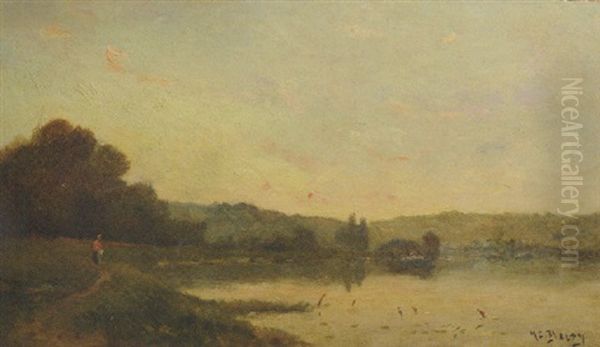 A Peasant Woman On The Banks Of A River by Hippolyte Camille Delpy