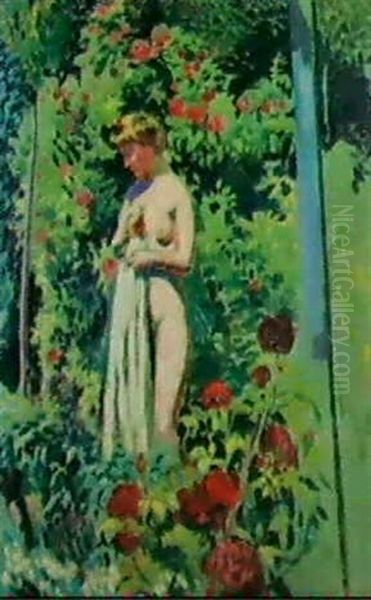 Nu A La Draperie Dans Le Jardin by Maurice Denis