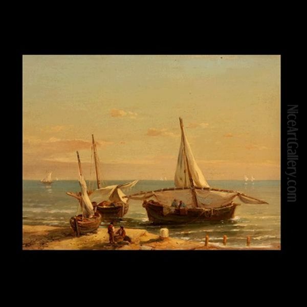 French Coastal Scene by Eugene F. A. Deshayes