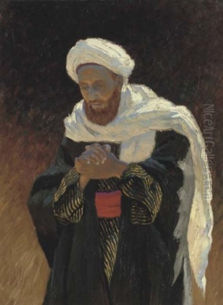 A Muslim Cleric At Prayer by Ludwig Deutsch