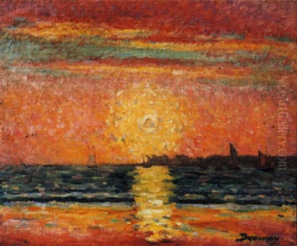 Soleil Couchant Sur La Mer by Emile Alfred Dezaunay