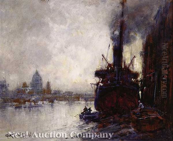 Docked On The Thames by Arthur Vidal Diehl