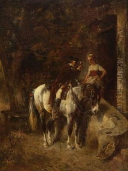 Ein Reiter An Der Wirtshaustreppe by Wilhelm Von Diez