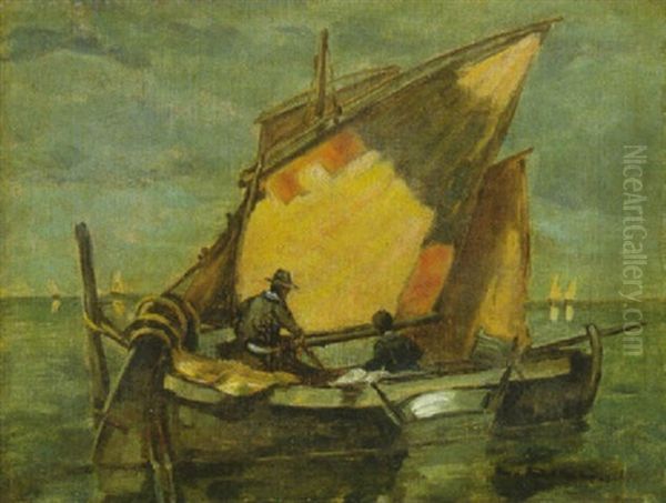 Fischerbote (in Der Lagune Von Chioggia?) by Ludwig Dill