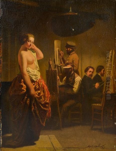 L'atelier De Peinture by Adolf Alexander Dillens