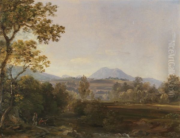 Suddeutsche Landschaft Mit Wanderern by Georg Maximilian Johann Von Dillis