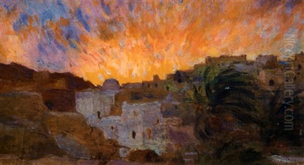 Coucher De Soleil Sur Bou Saada by Alphonse Etienne Dinet