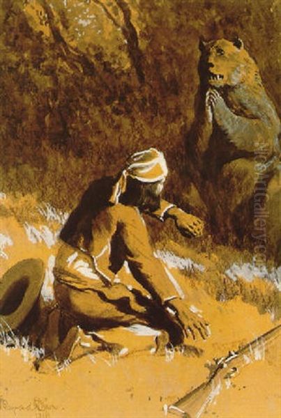 Indian Surprised By Bear by Maynard Dixon