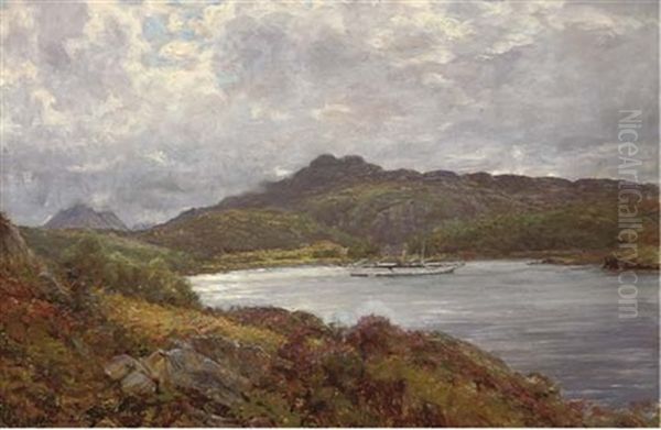 A Yacht On A Highland Loch by Alexander Brownlie Docharty