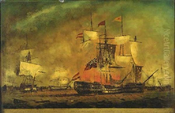 Battle Of The Victory Of The British Fleet Over The Grand Fleet Of Spain Off Cape St. Vincent On February 4, 1797 by Robert Dodd