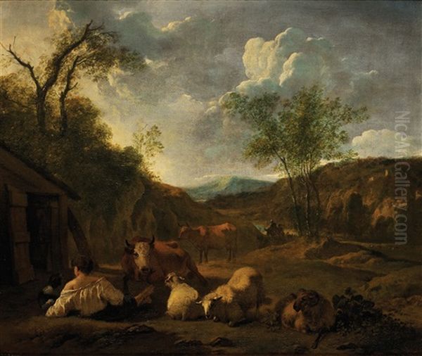 Landscape With Herdsman by Simon van der Does