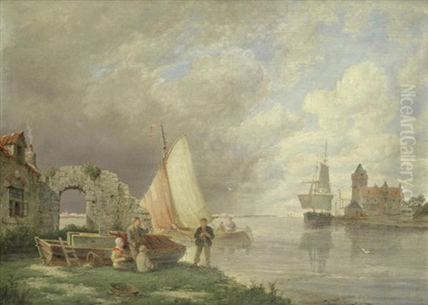 On Het Spaarn, Near Haarlem, Holland by Pieter Christian Dommersen