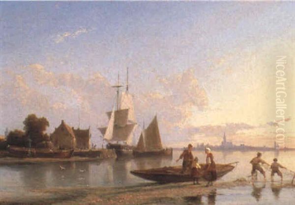 Delftshaven On The Maas, Holland by Pieter Cornelis Dommershuijzen