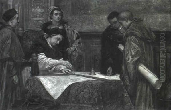 Pope Alexander Vi Deciding Between The Claims Of Spain And  Portugal By Drawing A Line Across The Map Of The World And by Andrew Benjamin Donaldson