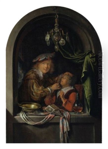 A Barber-surgeon Examining A Girl by Gerrit Dou