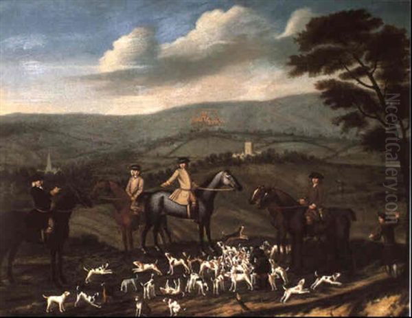 Gentleman Out Hunting With Their Harriers In A Hilly        Landscape by Nathan Drake