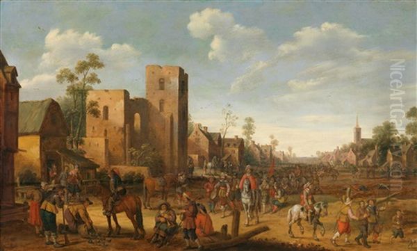 Soldner Beim Einzug In Eine Stadt by Joost Cornelisz. Droochsloot