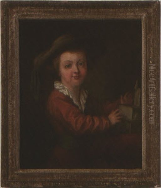 A Child Making A House Of Cards by Francois Hubert Drouais