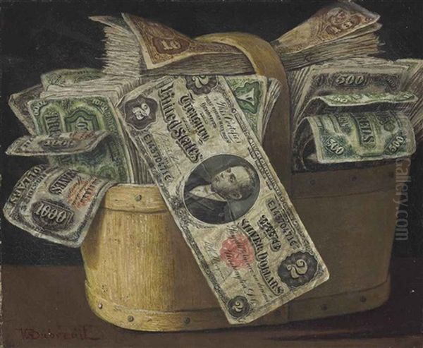 Basket Of Money by Victor Dubreuil