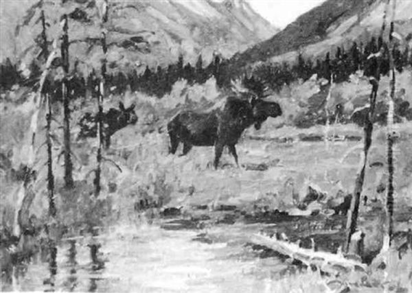 Moose In A Landscape by H. Boylston Dummer