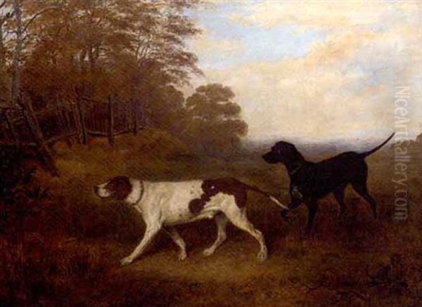 Gundogs On The Scent by Joseph (of Worcester) Dunn