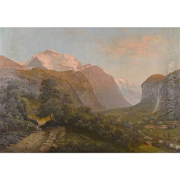 Lauterbrunnental Mit Staubbachfall by Alfred Duenz