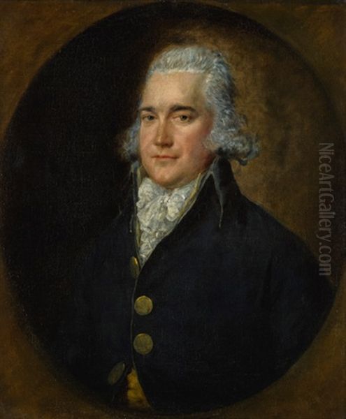 Portrait Of A Member Of The Elder Brethren Of Trinity House, Bust-length, Wearing A Blue Coat And White Lace Cravat by Gainsborough Dupont