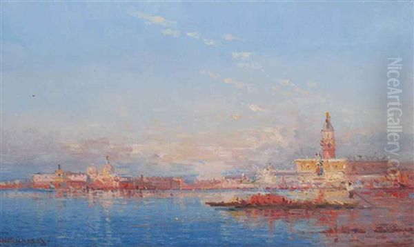 A Trading Vessel On The Venetian Lagoon by Henri Duvieux