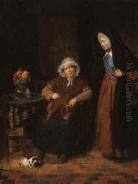 Two Women In An Interior by Josephus Laurentius Dyckmans